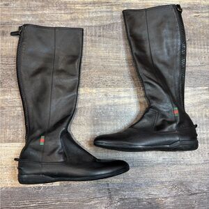 Gucci Web Accent Leather Riding Boots Size 37 EU (US 7)